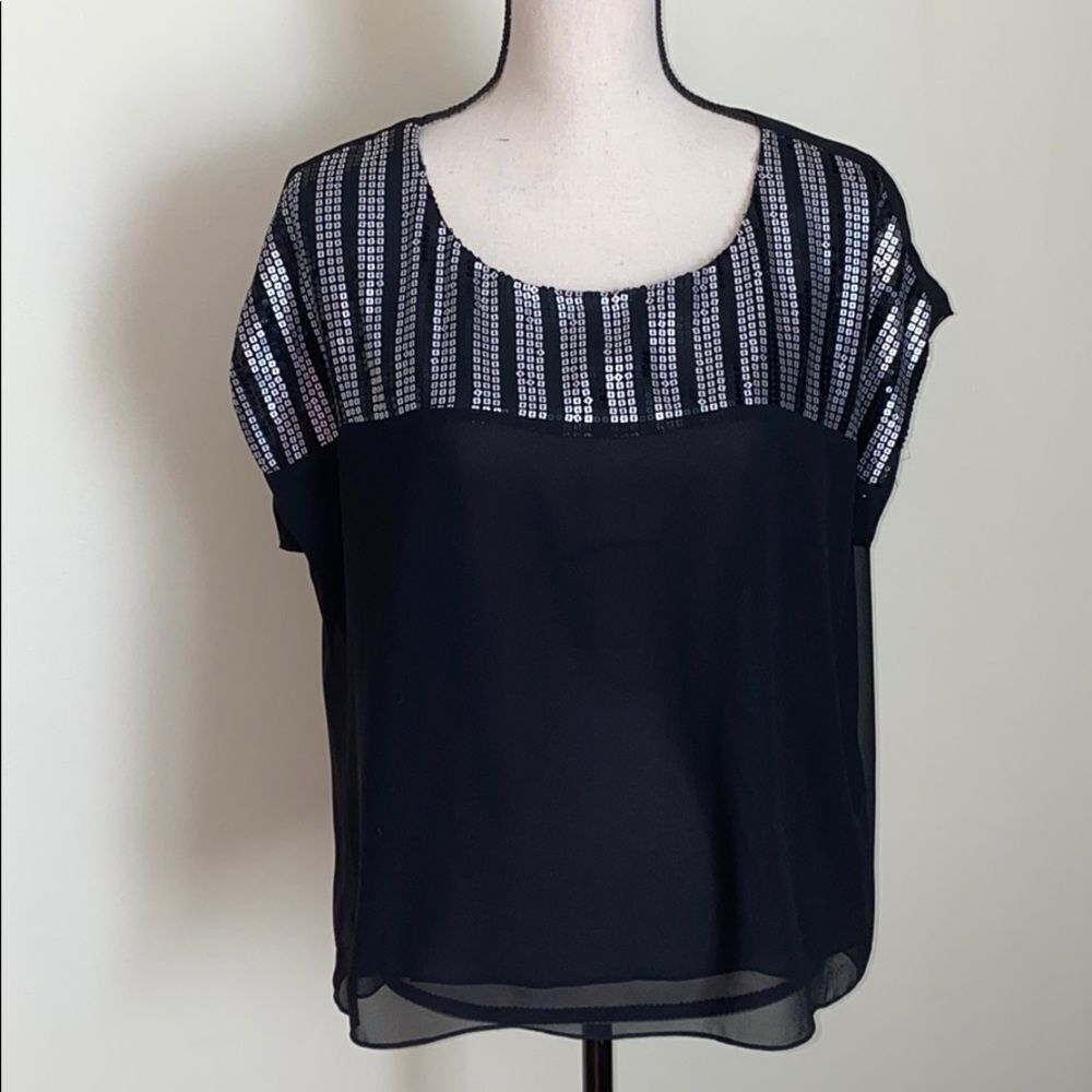 Vince Camuto Black Sequins Sleeveless Tank Top S